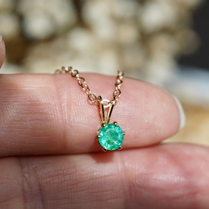 Natural Zambian Emerald 14k Gold Filled Pendant Necklace Gift Boxed