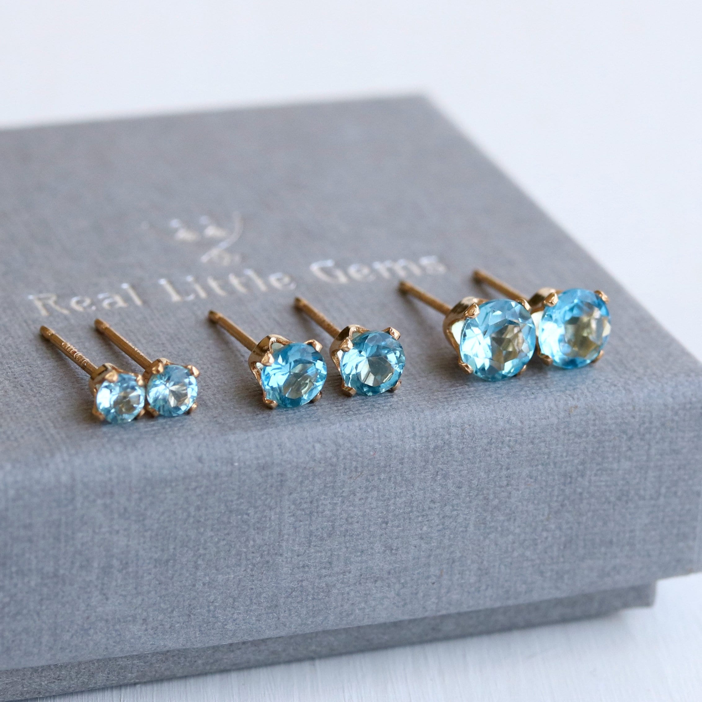 Swiss Blue Topaz Studs