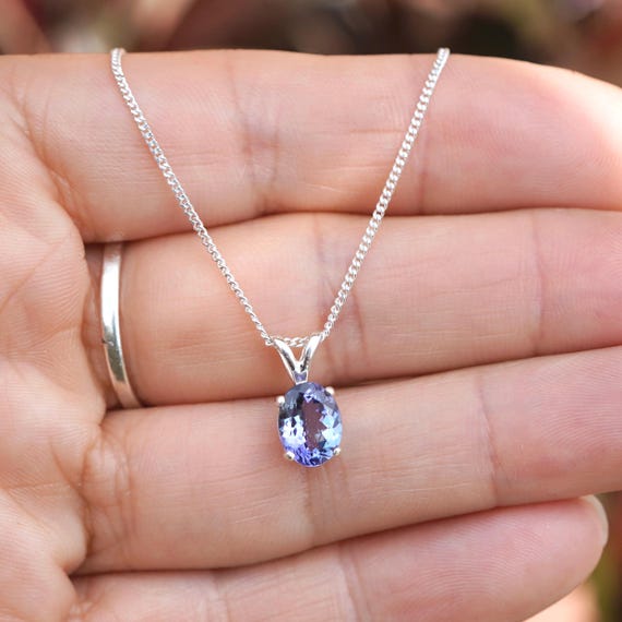 タンザナイト ネックレス シルバー 天然タンザナイト ネックレス 3×4mm 