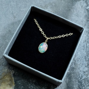 Natural Ethiopian Welo Opal Sterling Silver or 14k Gold Filled Pendant Necklace Gift Boxed Jewellery