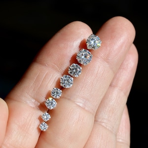 Moissanite Sterling Silver or 14k Gold Filled Round Stud Earrings 3, 4, 5 or 6mm Gift Boxed Gift for Her