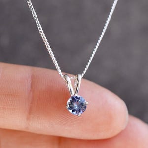 天然タンザナイト 925 スターリングシルバー 5mm ラウンドペンダント