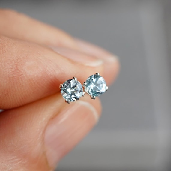 Boucles D'oreilles En Argent 925 Avec Aigues-marines Naturelles 1,5 Carat - Platine Sur Argent - Neuf