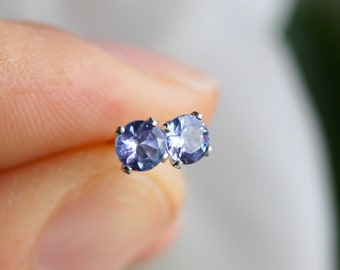 Natural Tanzanite 925 Sterling Silver or 14k Gold Filled 4mm Round Small Stud Earrings Gift Boxed