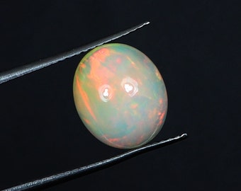 100% Natural Ethiopian Opal, Opal Cabochon, Fire Play Opal, Oval Shape, White Opal Gemstone, Smooth Opal, Jewelry Making Loose Gemstone