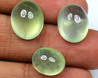 Top Quality Green Prehnite Quartz, Oval Shape, Flat Back Cabs, Epidote Cabochon, Smooth Prehnite Gemstone, 15-13 MM, 28.30 Cts, Prehnite Lot