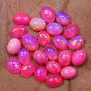 Pink Opal, Opal Cabochon, Welo Opal, Pink Opal Crystal, Multi Fire Opal, Ethiopian Opal, Fire Opal, Loose Opal Cabs, Jewelry Making Gemstone