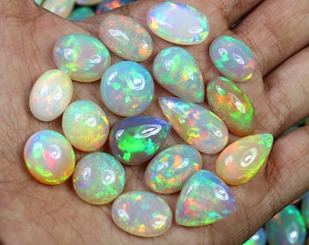 Ethiopian Welo Opal Cabochon Lot, Natural Multi-Fire Opal for Jewelry