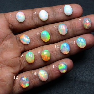 Opal, Ethiopian Opal Cabochon, Natural Multi Fire Welo Opal Stone, Oval Calibrated Opal, 8x10mm, Loose Opal Gemstone, Opal Jewelry Making