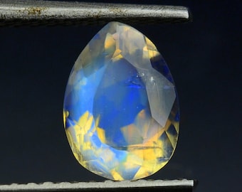 AAA Rainbow Moonstone Gemstone: Pear Faceted Cut Crystal, 7.5x5.5mm