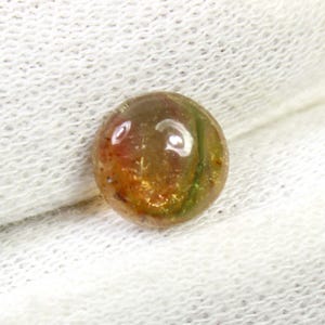 Yellow Tourmaline Gemstone Polished Cabochon Round Shape 9.5x9.5x4 MM Natural Multi Tourmaline Cab 3.20 Cts Flat Back Cabochon