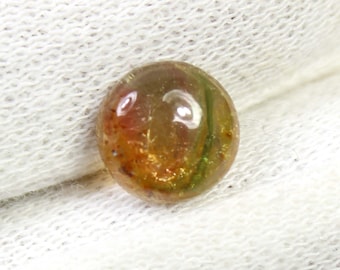 Yellow Tourmaline Gemstone Polished Cabochon Round Shape 9.5x9.5x4 MM Natural Multi Tourmaline Cab 3.20 Cts Flat Back Cabochon