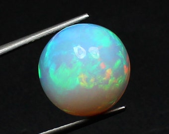 AAA Quality Natural White Opal Cabochon, Welo Gemstone, Rainbow Fire Opal, 12x12x6.5 MM, Round Shape, AAA Opal Gemstone, October Birthstone