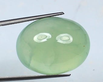 Natural Green Color Prehnite Cabochon Wholesale Prehnite Oval Shape Healing Crystal Smooth Polished Cab Prehnite Gemstone 32.6 Carat