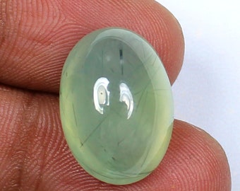Natural Green Prehnite Cabochon Rutilated Quartz Epidote Prehnite Gemstone Oval Shape 19x14x10.6 MM Prehnite Crystal Quartz Gemstone
