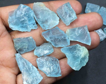 Natural Blue Aquamarine Rough, Aquamarine Raw Healing Crystal, Aqua Raw Minerals, Aquamarine Chips, 12-32 MM, Aquamarine Rough Beryl