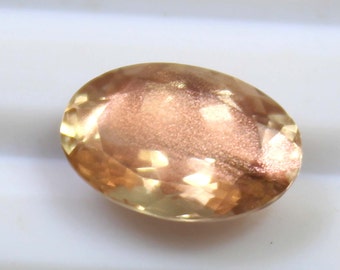 Oval Faceted Oregon Sunstone Gemstone, Ring Size Stone (2.70 Cts)