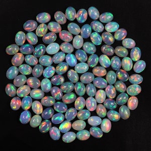 AAA Quality Ethiopian Opal Fire Play Opal Stone 6x8 MM Natural Opal Cabochon Calibrated Opal Gemstone Play Of Color Opal October Birthstone