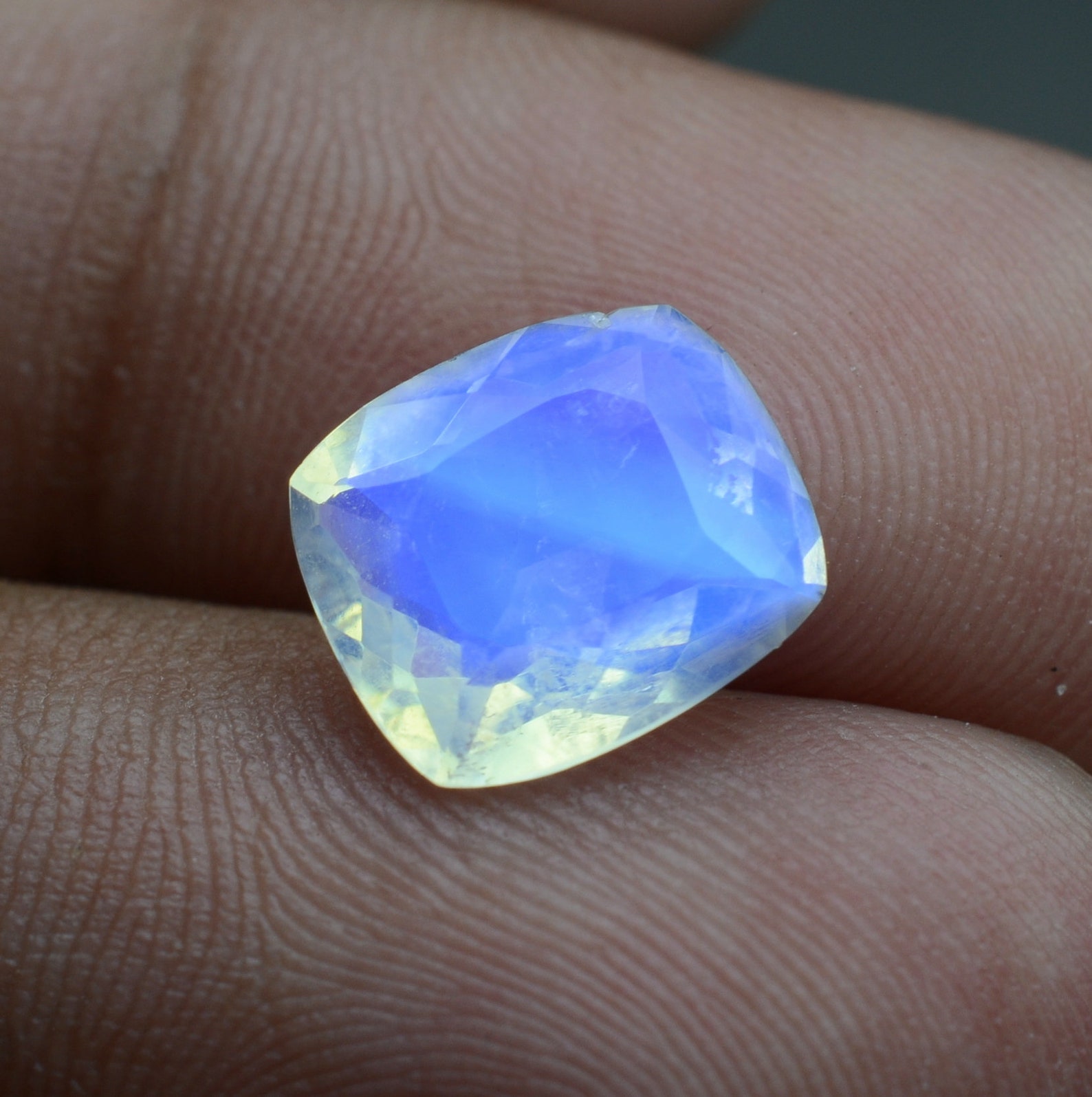 Rare Rainbow Moonstone Faceted Gemstone Natural Moonstone Etsy