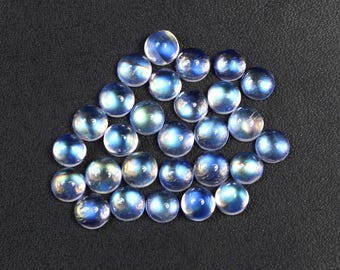 Cabujones redondos de piedra lunar arcoíris, lote de piedras preciosas de calidad AAA para joyería.
