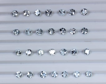 AAA Aquamarine Gemstone, Round Faceted Crystal