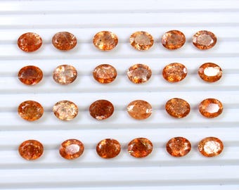 AAA Oval Sunstone Gemstone, Golden Fire Step Cut Stone