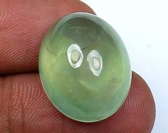 AAA Quality Green Prehnite Oval Shape Loose Gemstone Hand Polished Flat Back Cabochon Green Prehnite Quartz Flat Back Gemstone For Jewelry