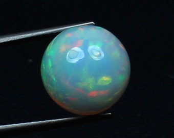 AAA Grade White Ethiopian Opal Cabochon, Welo Fire Opal, Round Gemstone, 11.5x11.5x8 MM, Fire Play Opal, Loose Gemstone For Making Jewelry