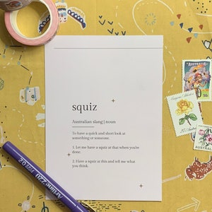 Cartão postal de gíria australiana, Squiz