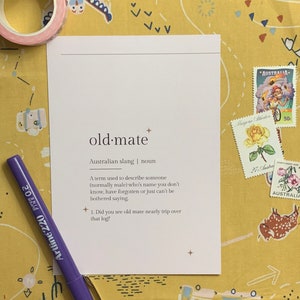 Australian Slang Postcard, Old Mate