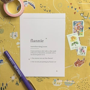Australian Slang Postcard, Flannie