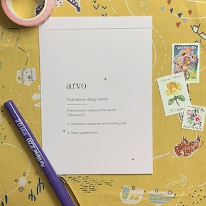 Australian Slang Postcard, arvo