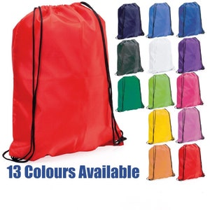 Plain Coloured Polyester Drawstring Bag, in 13 Colours, Back To School, PE Bags, Decorating, Screen Printing, HTV Heat Transfer Cricut Vinyl