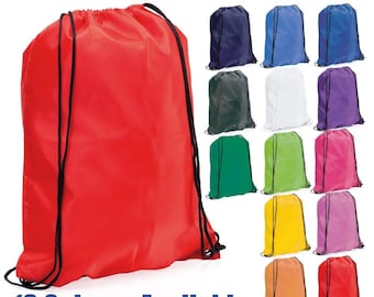 Plain Coloured Polyester Drawstring Bag, in 13 Colours, Back To School, PE Bags, Decorating, Screen Printing, HTV Heat Transfer Cricut Vinyl
