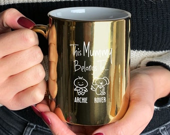 Mothers Day Gift, This MUMMY BELONGS TO Mug, Mum Mug, Mum Birthday Gifts, Cup, Silver / Gold Tea Coffee Mug Cup