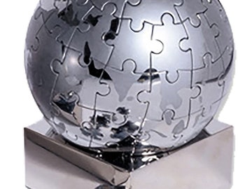 Jigsaw World Puzzle Globe - Stainless Steel - Can be personalised with laser engraving - Teacher Gift, Custom Logo - Paperweight