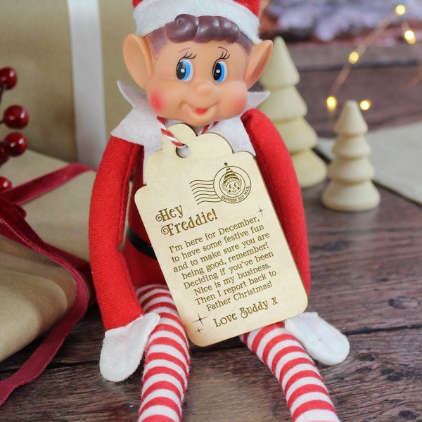 Elf Arrival Tag, Personalised Traditional Elf Arrival Letter, Christmas Elf Tradition, Wooden Tag, Christmas Décor, Special Santa Delivery