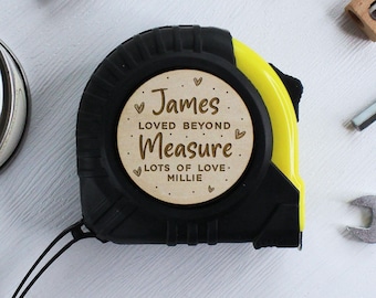Tape Measure Personalised, Loved Beyond Measure, DIY Husband, Any Name, 3M 5M 7.5M Practical Valentines Day Gift for Boyfriend, Anniversary