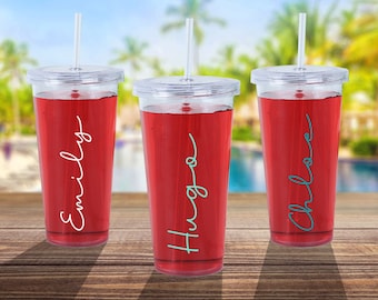 Personalised Cold Cup | Clear Tumbler with Straw | Love ANY NAME Island Starbucks Inspired Iced Coffee Cup | Custom Hen Party Favours