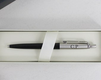 Personalised Black Parker Jotter Pen, Engraved Metal Ballpoint Pen, Black Ink, Executive, Staff, Retirement, Promotional Gift, Gift for Him