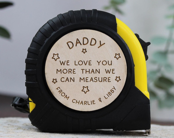 Personalised Dad 3M 5M 7.5M Tape Measure, Daddy DIY Tool, Father's Day Gift for Dad, I Love You More Than I Can Measure, Dad I Love You Gift