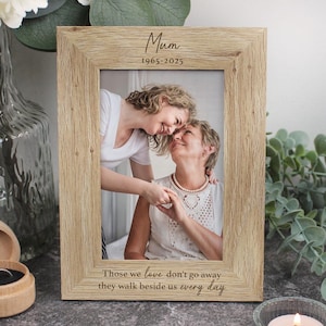Personalised Mum Memorial Photo Frame, In Loving Memory Wooden Frame, Engraved Remembrance Picture Frame, Grief & Mourning Gift, 4&quot;x6&quot;