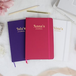 Personalisiertes Journal Notizbuch, Soft Touch Hardcover A5 gefüttertes Journal Jeder Name, Reise Traum Junk Journal, To Do Liste 2025 Planer Schreibwaren
