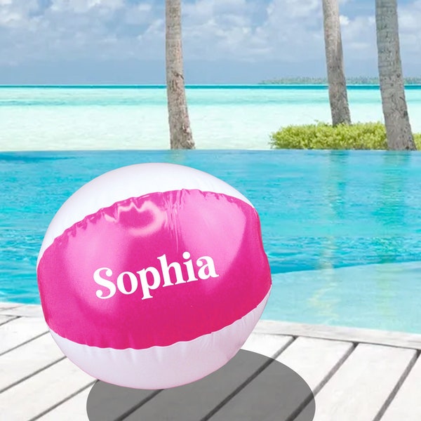 Personalised Vinyl 9" Inflatable Pink Beach Ball Pool Party Garden Toy Holiday Abroad Swimming Accessory Monogrammed Beach Gift-Custom Name