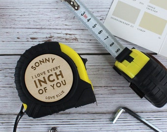 Retractable Tape Measure, I Love Every Inch Of You Personalised Tape 3M, 5M, 7.5M DIY Tool, Anniversary Gift Valentine’s Gifts for Boyfriend