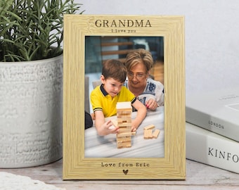 Grandma I Love You Gift, Personalised Wooden Photo Frame, Mothers Day Gift for Nanny, Nanna, Mum, Grandparent Gift, Granny Birthday, 4x6"