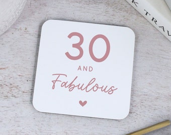 Posavasos con diseño rosa para celebrar el 30.° cumpleaños, regalo para ella, hermana, hija, amiga, sobrina o trigésimo cumpleaños