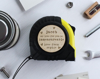 Personalised Tape Measure, My Love For You Is Immeasurable, Husband DIY Tool, Joiner, Builder Gift 3M, 5M 7.5M Measure, Boyfriend Valentines