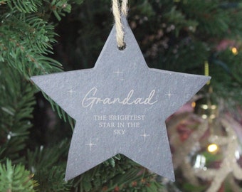 Décoration commémorative personnalisée en forme d'étoile en ardoise, l'étoile la plus brillante du ciel, décoration de Noël à suspendre pour le souvenir de la famille en boule de Noël