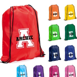 Grand sac à dos personnalisé avec initiales et nom, kit de retour à l'école, sac à dos de club de natation, pour enfant, garçon ou fille